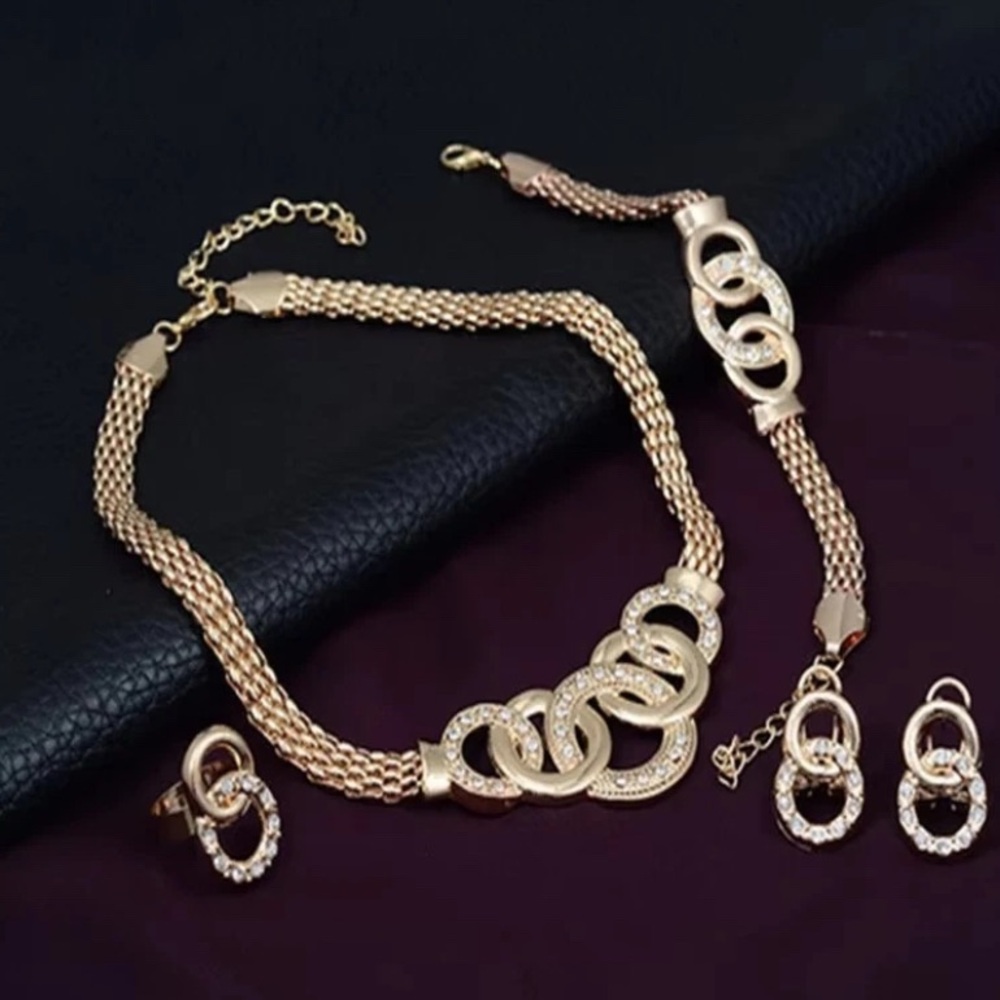 Fashion Women Necklace Bracelet Earrings Ring Set Jewelry Set -New - Picture 3 of 3